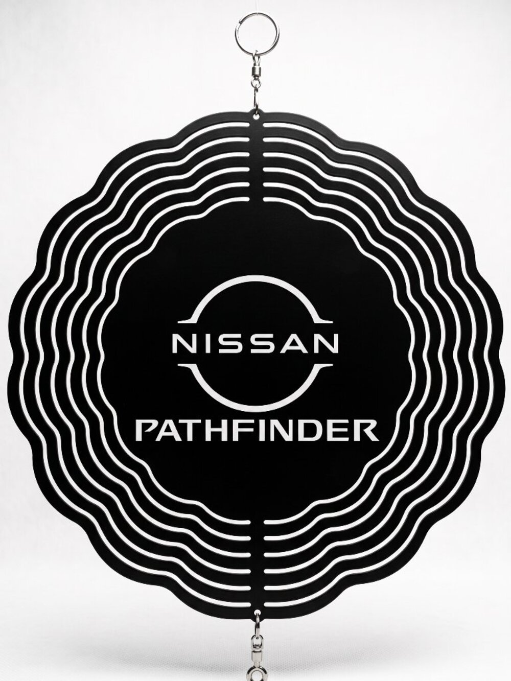 10" Nissan Pathfinder Kinetic Wind Spinner - Black Metal Hanging Yard Decor
